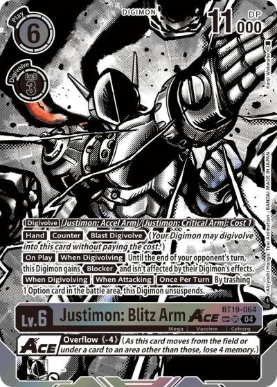 Justimon Blitz Arm ACE Textured BT19-064 SR Release Special Booster 2.5 Digimon card
