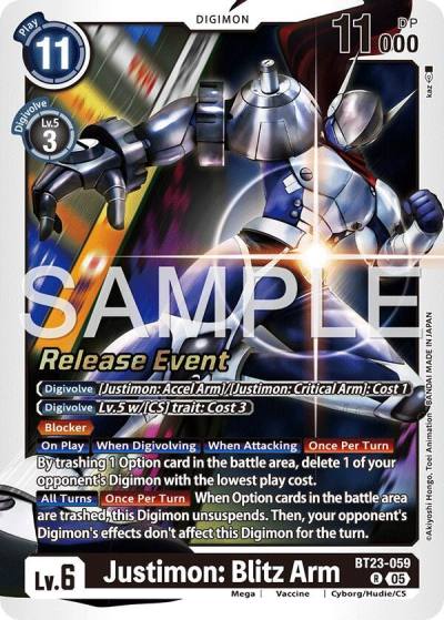 Justimon: Blitz Arm BT23-059 R Hackers' Slumber Release Event Cards Digimon card