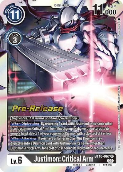 Justimon Critical Arm BT10-067 R Xros Encounter Pre-Release Cards Digimon card