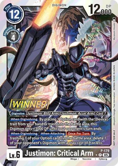 Justimon Critical Arm Store Tournament 2025 Vol2 Winner Pack P-179 P Digimon Promotion Cards Digimon card