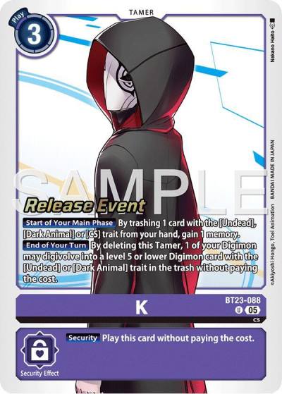 K BT23-088 U Hackers' Slumber Release Event Cards Digimon card