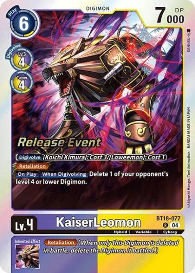 KaiserLeomon BT18-077 R Release Special Booster 2.0 Celebration Event Cards Digimon card