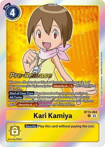 Kari Kamiya BT15-084 R Exceed Apocalypse Pre-Release Cards Digimon card