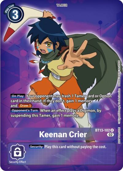 Keenan Crier Box Topper BT13-102 R Versus Royal Knights Digimon card