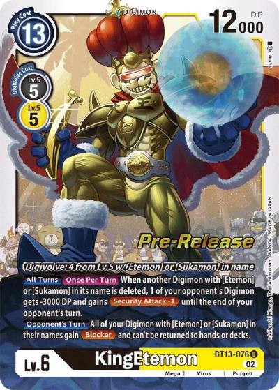 KingEtemon BT13-076 U Versus Royal Knights Pre-Release Cards Digimon card