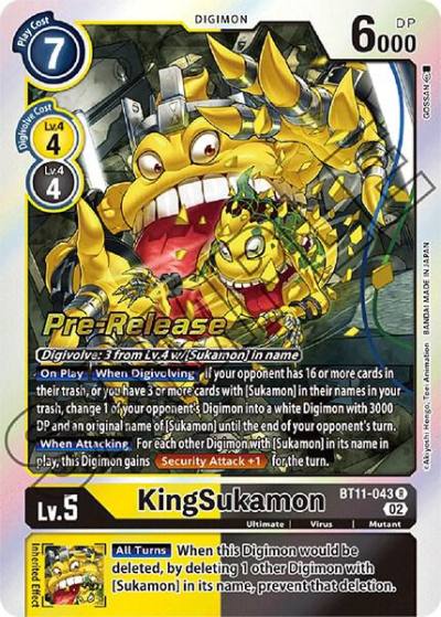 KingSukamon BT11-043 R Dimensional Phase Pre-Release Cards Digimon card