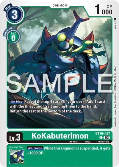 KoKabuterimon BT16-037 C Beginning Observer Digimon card