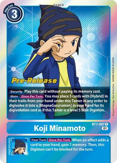 Koji Minamoto BT7-087 R Next Adventure Pre-Release Cards Digimon card