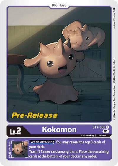 Kokomon BT7-006 U Next Adventure Pre-Release Cards Digimon card