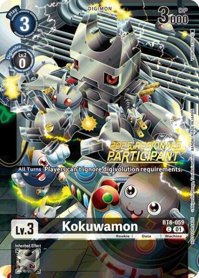 Kokuwamon 2025 Regionals Participant BT8-059 C New Awakening Digimon card