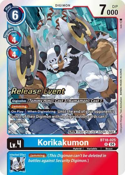 Korikakumon BT18-025 R Release Special Booster 2.0 Celebration Event Cards Digimon card