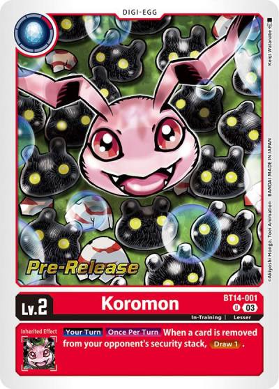Koromon BT14-001 U Blast Ace Pre-Release Cards Digimon card