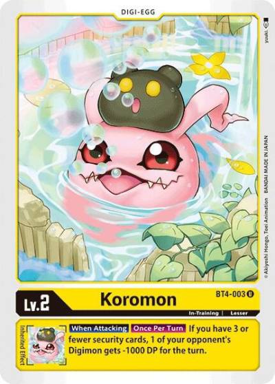Koromon BT4-003 U Great Legend Digimon card
