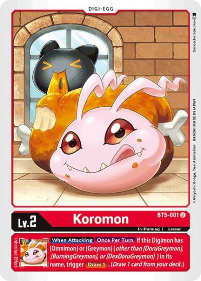 Koromon BT5-001 U Battle of Omni Digimon card