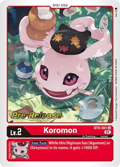 Koromon BT9-001 U X Record Pre-Release Cards Digimon card