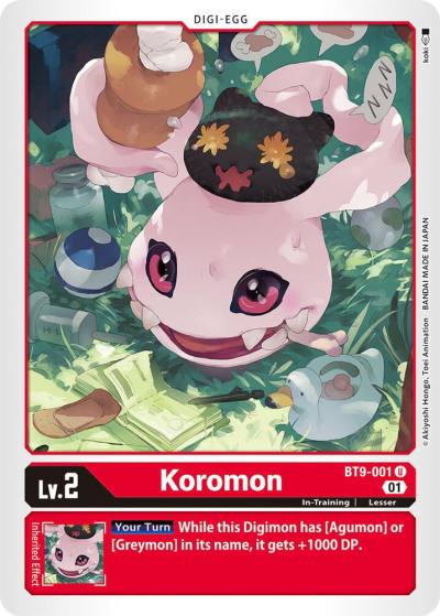 Koromon BT9-001 U X Record Digimon card
