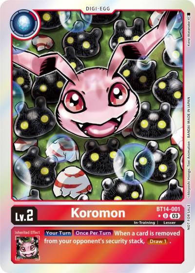Koromon Blast Ace Box Promotion Pack BT14-001 U Blast Ace Digimon card