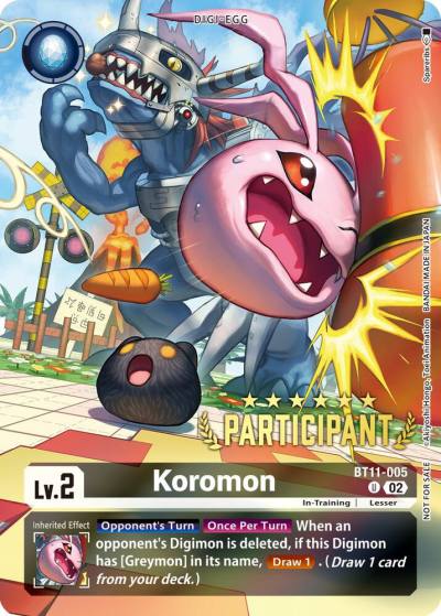 Koromon Digimon 3 On 3 Participation BT11-005 U Dimensional Phase Digimon card