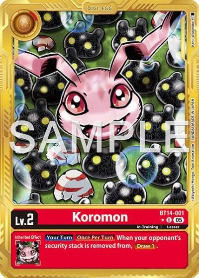 Koromon Gold Border BT14-001 U Advanced Booster Digimon Generation Digimon card