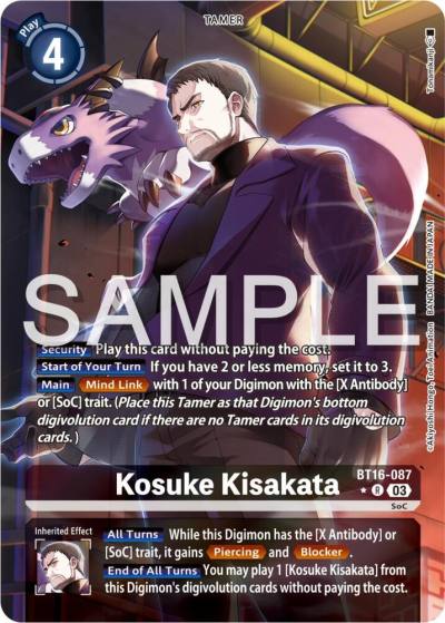 Kosuke Kisakata Alternate Art BT16-087 R Beginning Observer Digimon card
