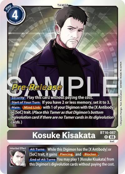 Kosuke Kisakata BT16-087 R Beginning Observer Pre-Release Cards Digimon card