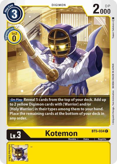 Kotemon BT5-034 C Battle of Omni Digimon card