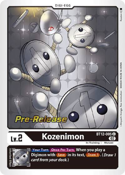 Kozenimon BT12-005 U Across Time Pre-Release Cards Digimon card