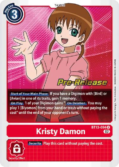 Kristy Damon BT13-094 U Versus Royal Knights Pre-Release Cards Digimon card