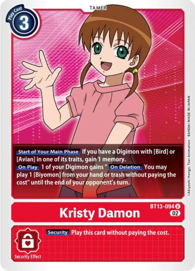 Kristy Damon BT13-094 U Versus Royal Knights Digimon card