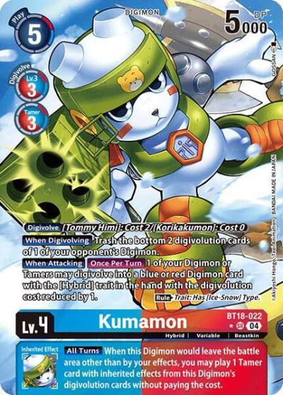 Kumamon Alternate Art BT18-022 SR Release Special Booster 2.0 Digimon card