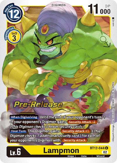 Lampmon BT12-044 U Across Time Pre-Release Cards Digimon card
