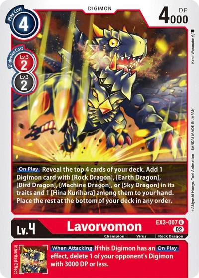 Lavorvomon EX3-007 U Draconic Roar Digimon card