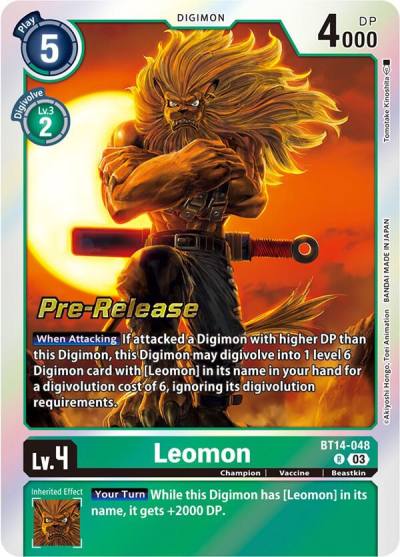 Leomon BT14-048 R Blast Ace Pre-Release Cards Digimon card