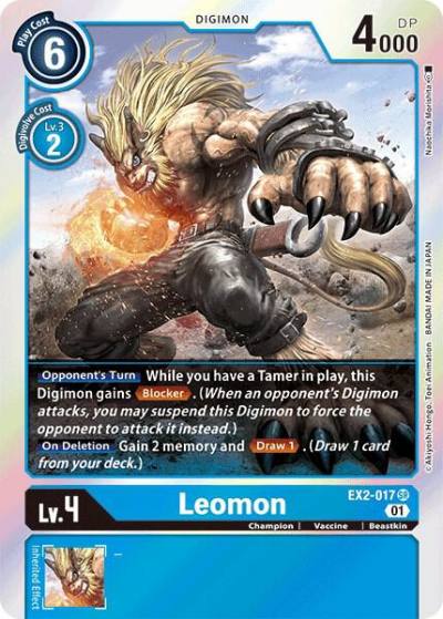 Leomon EX2-017 SR Digital Hazard Digimon card