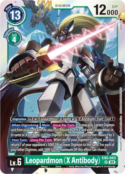 Leopardmon X Antibody EX5-043 SR Animal Colosseum Digimon card