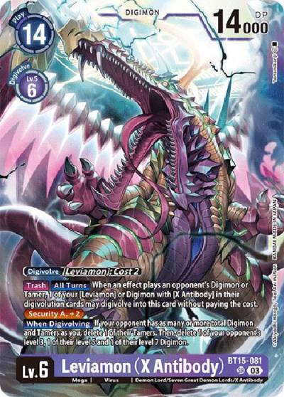 Leviamon X Antibody BT15-081 SR Exceed Apocalypse Digimon card