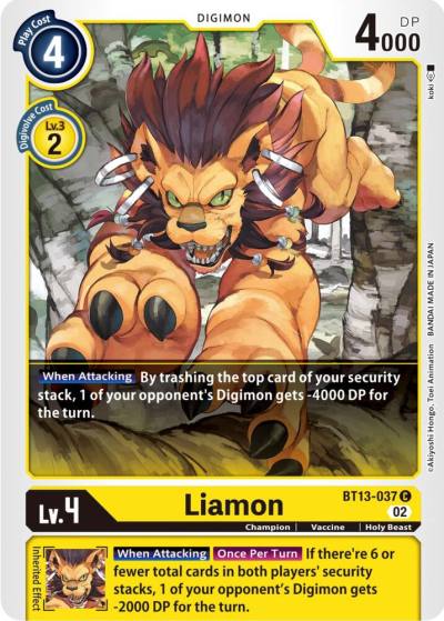 Liamon BT13-037 C Versus Royal Knights Digimon card