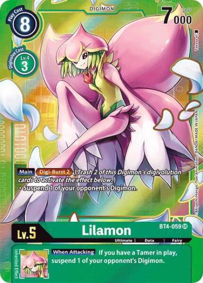Lilamon Alternate Art BT4-059 SR Great Legend Digimon card
