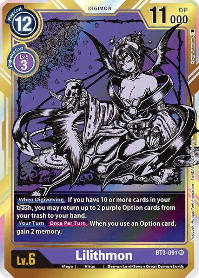 Lilithmon Alternate Art BT3-091 SR Release Special Booster 1.0 Digimon card