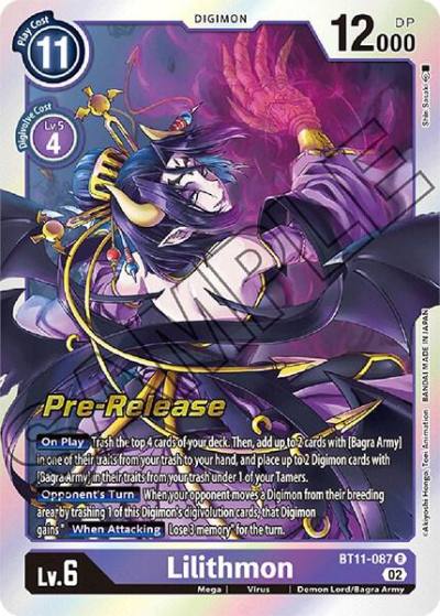 Lilithmon BT11-087 R Dimensional Phase Pre-Release Cards Digimon card