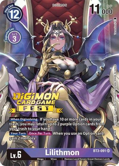 Lilithmon Digimon Card Game Fest 2022 BT3-091 SR Release Special Booster 1.0 Digimon card