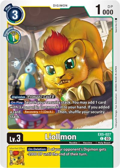 Liollmon EX5-027 C Animal Colosseum Digimon card