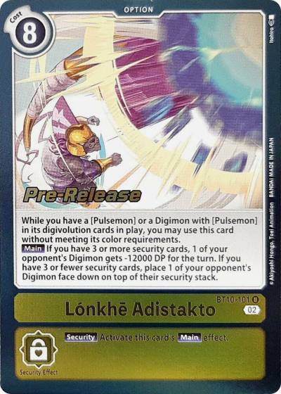Lonkhe Adistakto BT10-101 U Xros Encounter Pre-Release Cards Digimon card