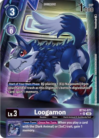 Loogamon Alternate Art BT14-071 SR Blast Ace Digimon card