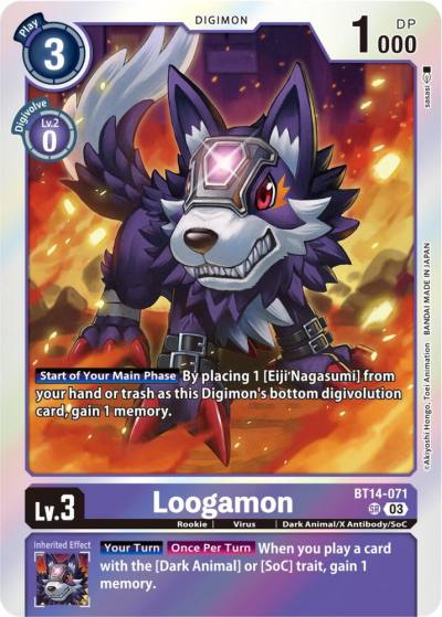 Loogamon BT14-071 SR Blast Ace Digimon card