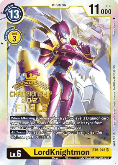 LordKnightmon 2021 Championship Finals Event Pack Alt Art Gold Stamp Set BT5-045 SR Battle of Omni Digimon card