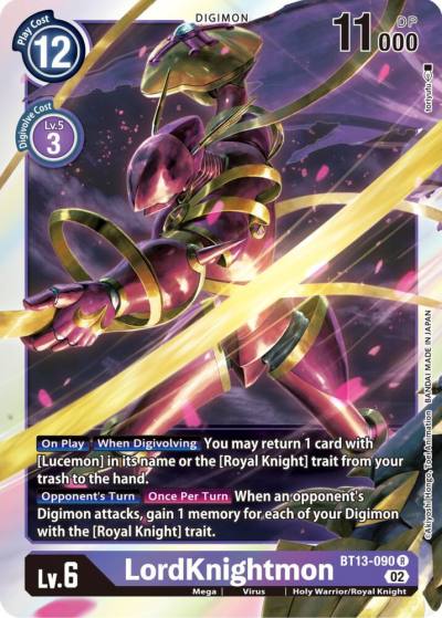 LordKnightmon BT13-090 R Versus Royal Knights Digimon card