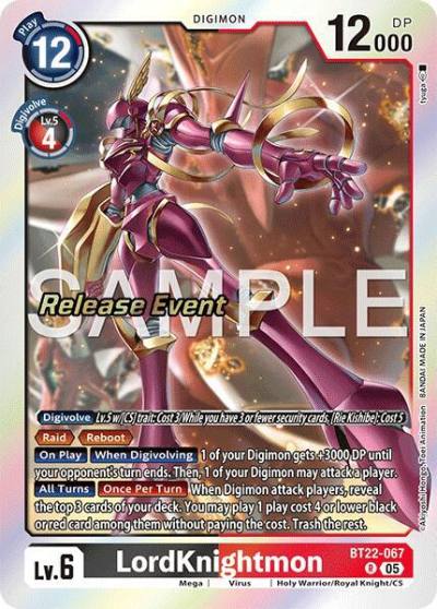 LordKnightmon BT22-067 R Cyber Eden Release Event Cards Digimon card