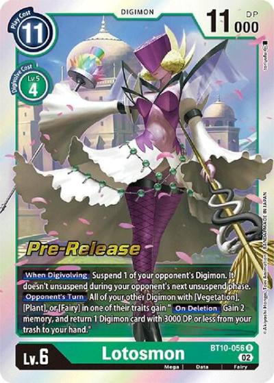 Lotosmon BT10-056 R Xros Encounter Pre-Release Cards Digimon card