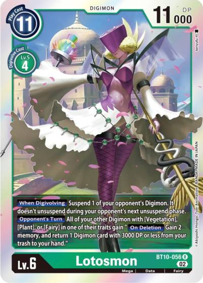 Lotosmon BT10-056 R Xros Encounter Digimon card